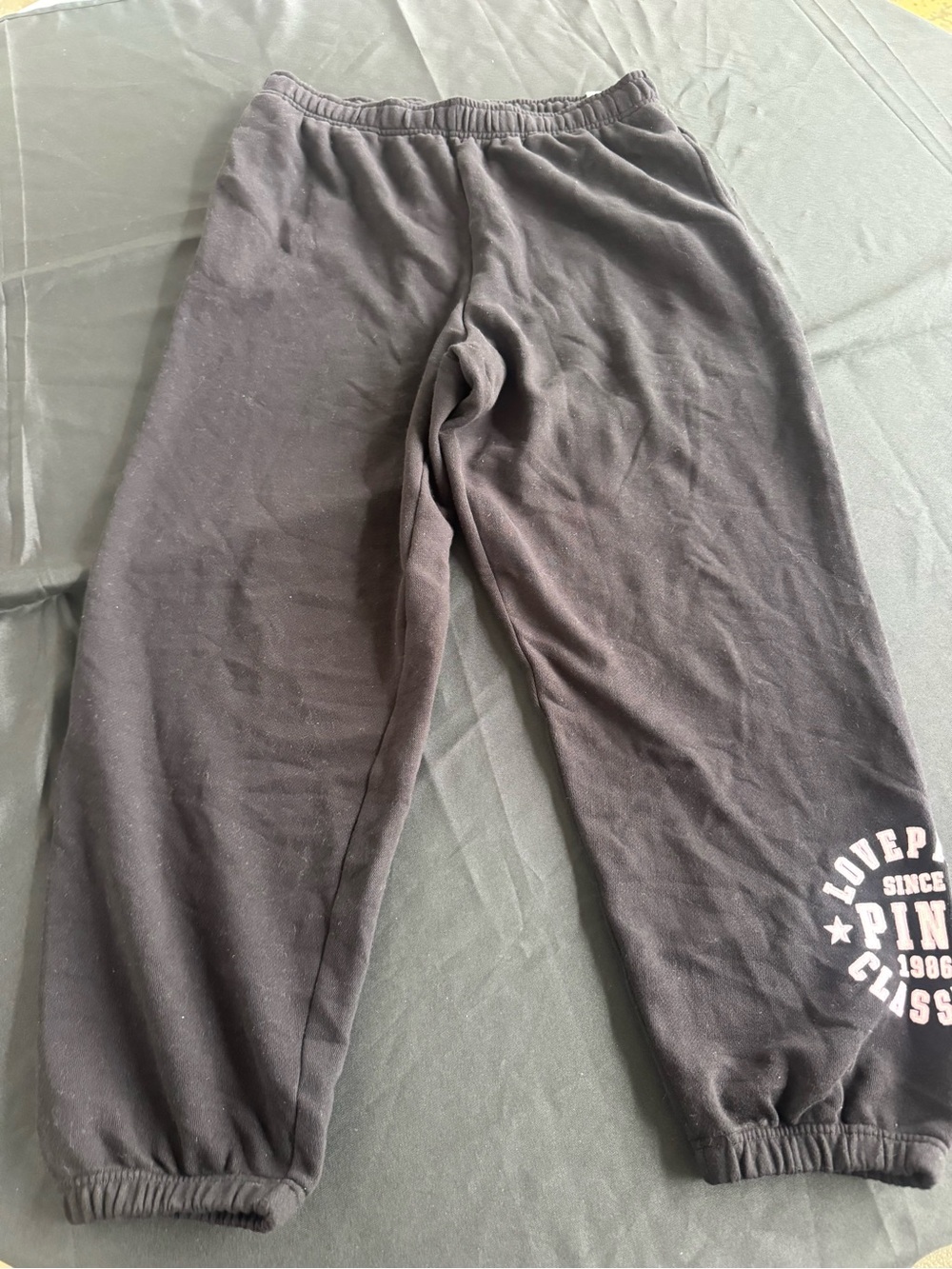 PINK Victoria's Secret Black Fleece Joggers with White Logo